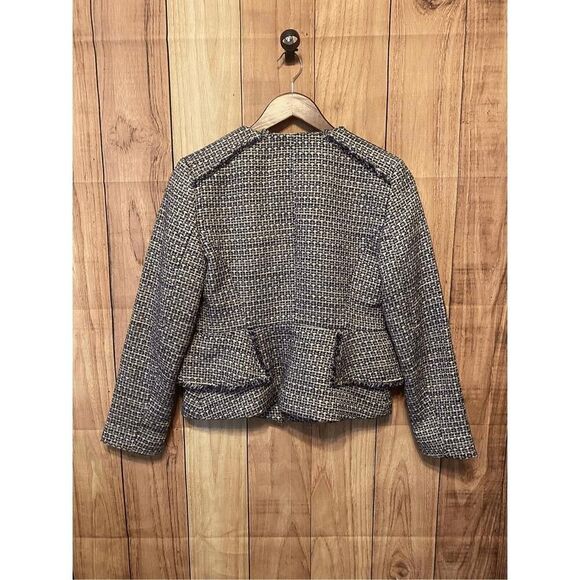 Banana Republic size 4 NWT Blue Sequin Tweed Fringe Peplum Blazer Jacket - Picture 8 of 8